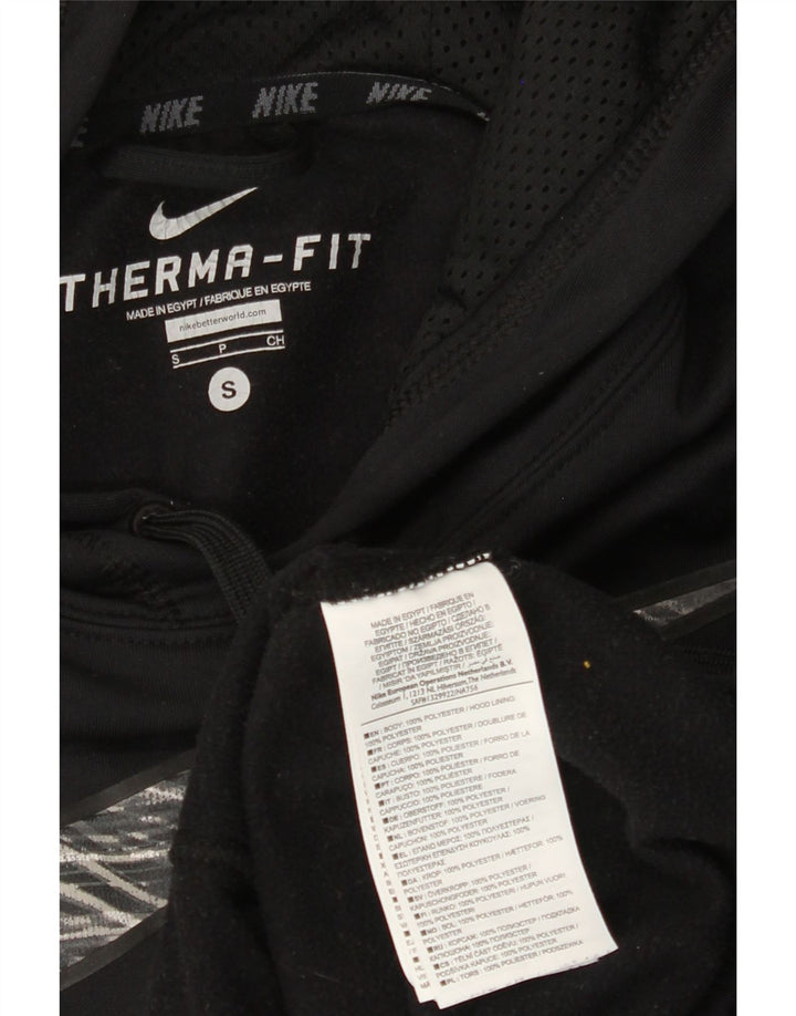 NIKE Felpa con cappuccio grafica Therma-Fit da uomo, piccola, in poliestere nero