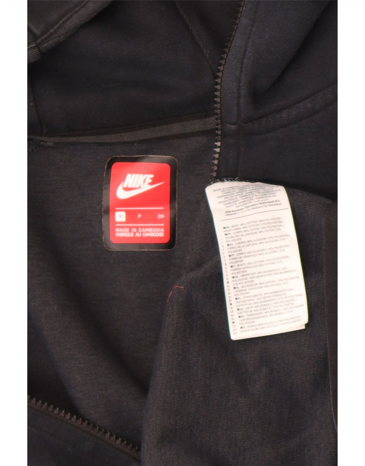 Felpa con cappuccio e zip Nike da uomo, piccola, in cotone color block nero