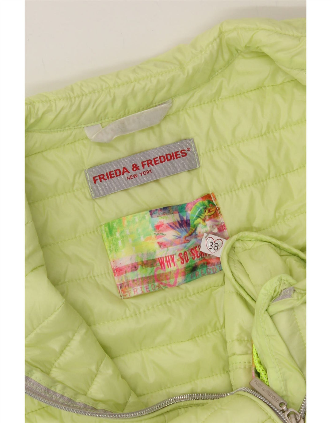 FRIEDA & FREDDIES Womens Padded Gilet EU 38 Medium Green Vintage Frieda & Freddies and Second-Hand Frieda & Freddies from Messina Hembry 