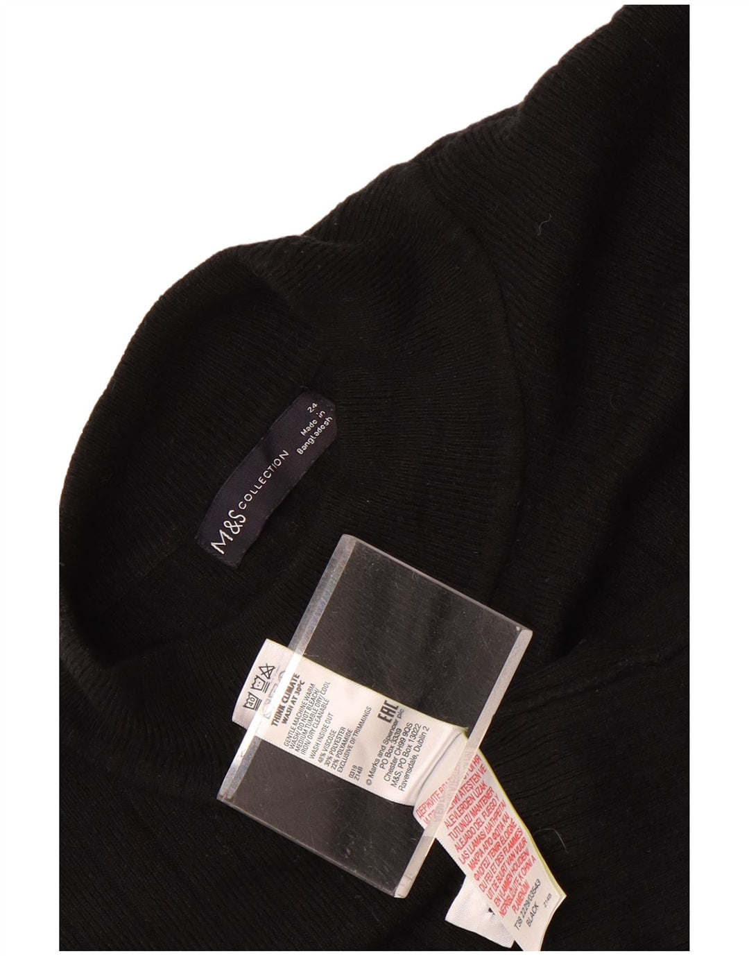 Maglione maglione a collo alto da donna Marks & Spencer UK 24 4XL viscosa nera