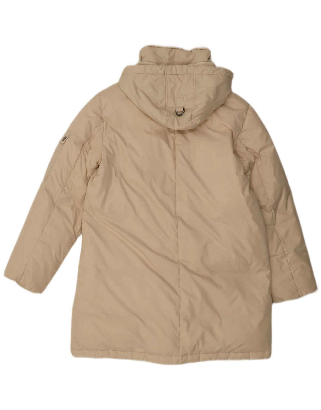 Cappotto imbottito con cappuccio da donna Dkny UK 14 grande poliestere beige