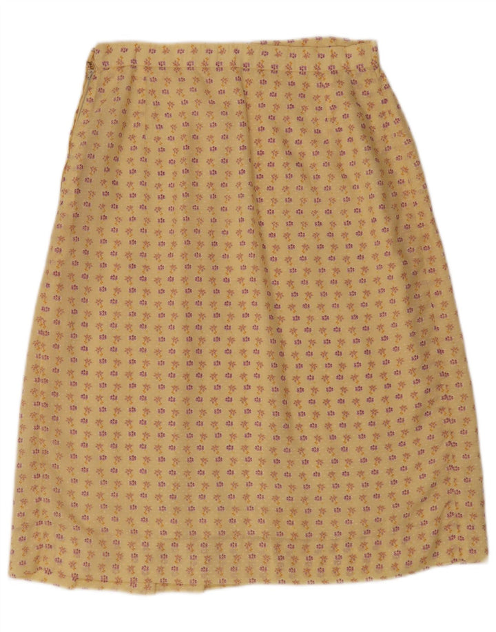Gonna a trapezio da donna vintage W30 floreale giallo medio