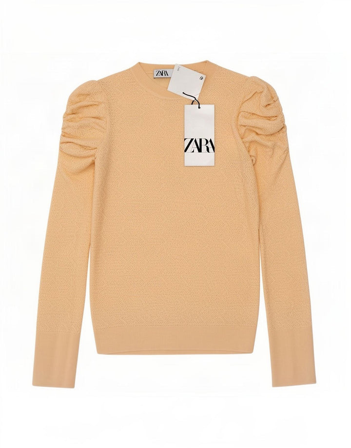 Top Zara da donna a maniche lunghe UK 12 Viscosa beige medio