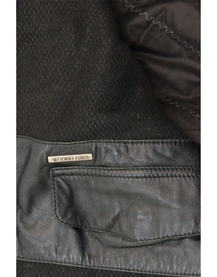 Giubbotto Bomber in Pelle da Uomo Vittorio Forti IT 50 Large Nero