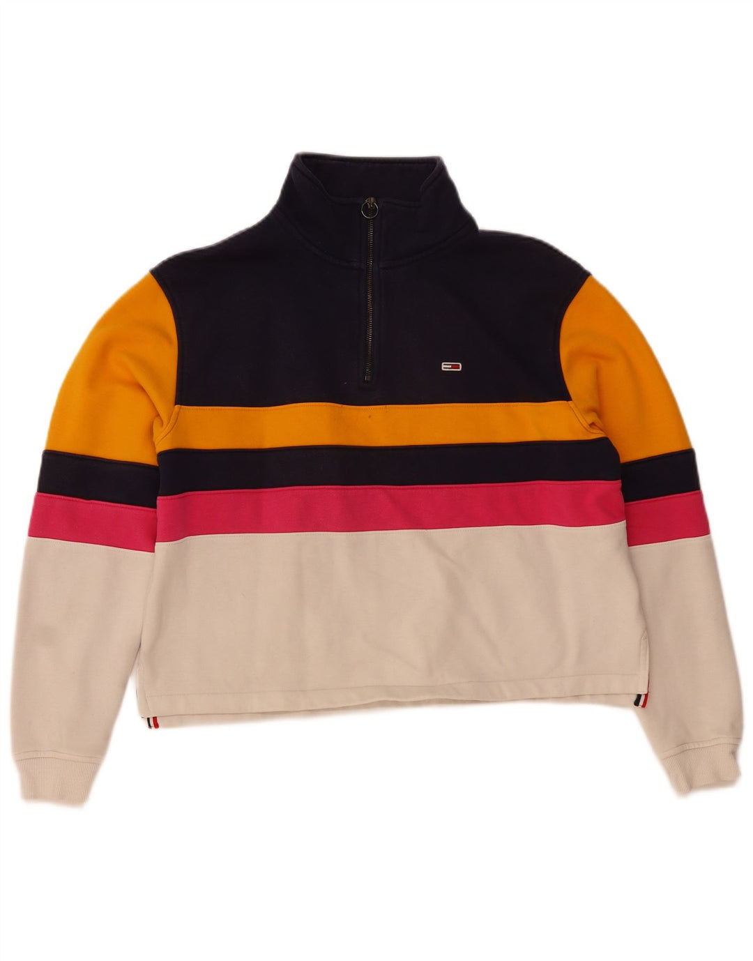 Tommy Hilfiger Donna Crop Felpa Maglione UK 18 XL Multicolore