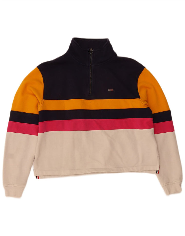 Tommy Hilfiger Donna Crop Felpa Maglione UK 18 XL Multicolore