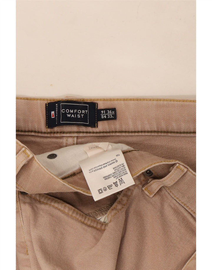 Jeans dritti da uomo Marks & Spencer blu Harbour W36 L33 cotone beige
