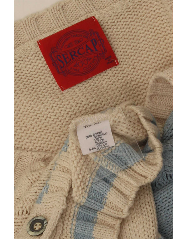 Maglione cardigan da uomo Sercap XL in cotone color block beige