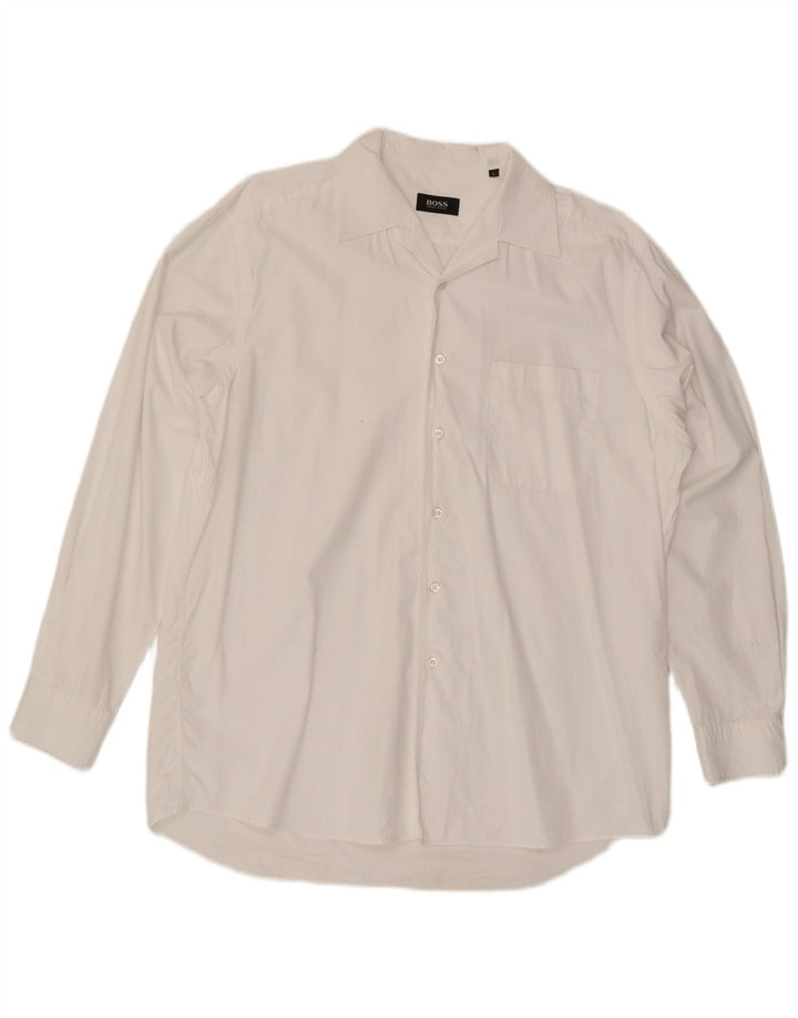 Camicia da uomo Hugo Boss Large in cotone bianco