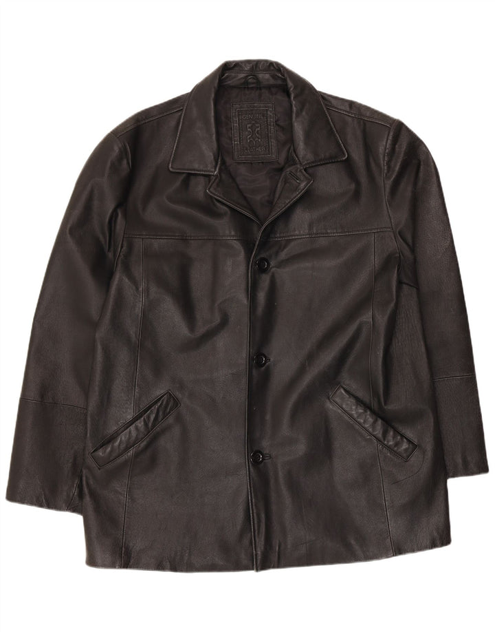 Giacca in pelle vintage da uomo UK 40 grande in pelle nera