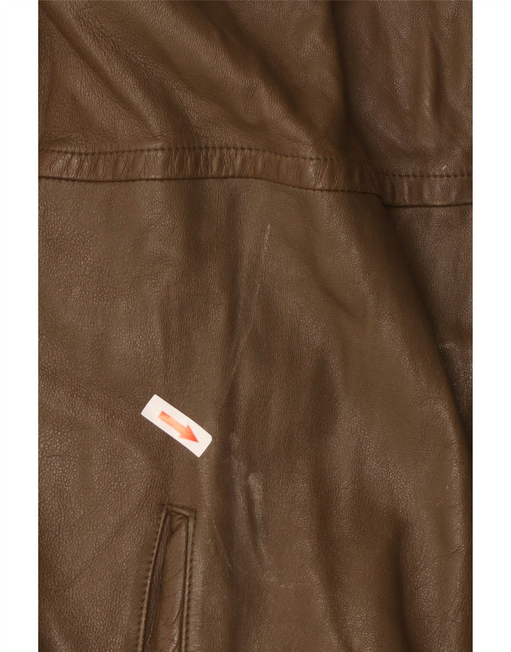 Giacca in pelle vintage da uomo UK 40 grande in pelle kaki