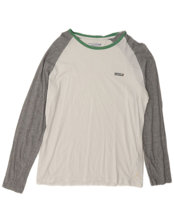 Jack & Jones - Top da uomo con vestibilità regolare, manica lunga, grande, colore bianco