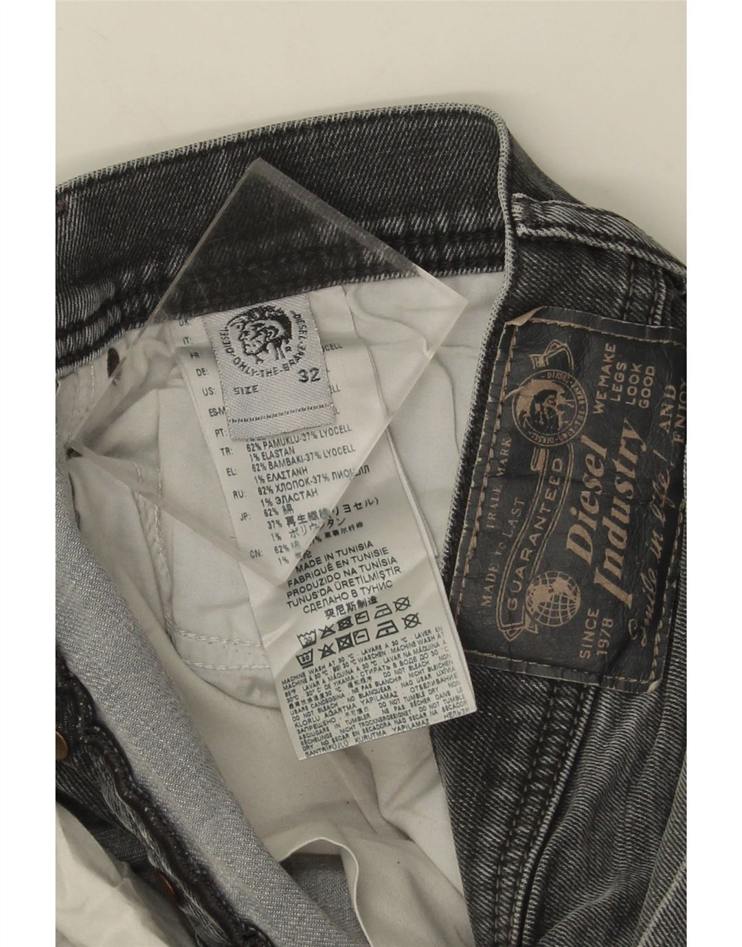 Jeans slim da uomo Diesel W32 L32 cotone grigio