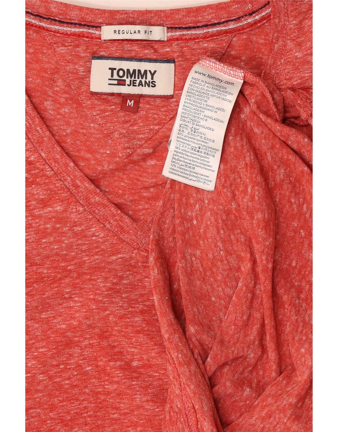 T-shirt da uomo con vestibilità regolare Tommy Hilfiger Top in poliestere chiazzato rosa medio