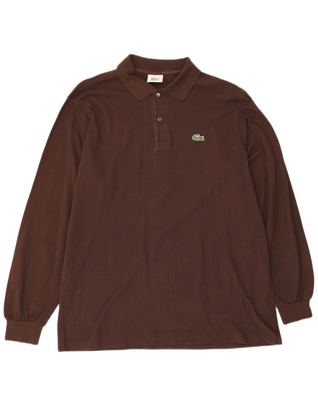 Polo da uomo a maniche lunghe Lacoste taglia 5 grande in cotone marrone