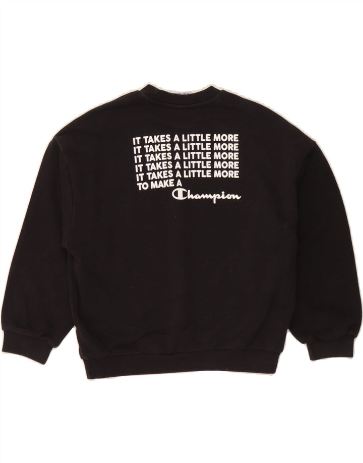 CHAMPION Girls Graphic Sweatshirt Jumper 7-8 Years Small Black Vintage Champion and Second-Hand Champion from Messina Hembry 