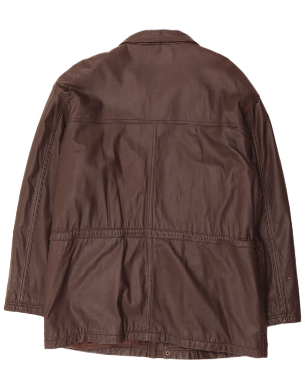 Giacca in pelle vintage da uomo IT 52 XL in pelle marrone