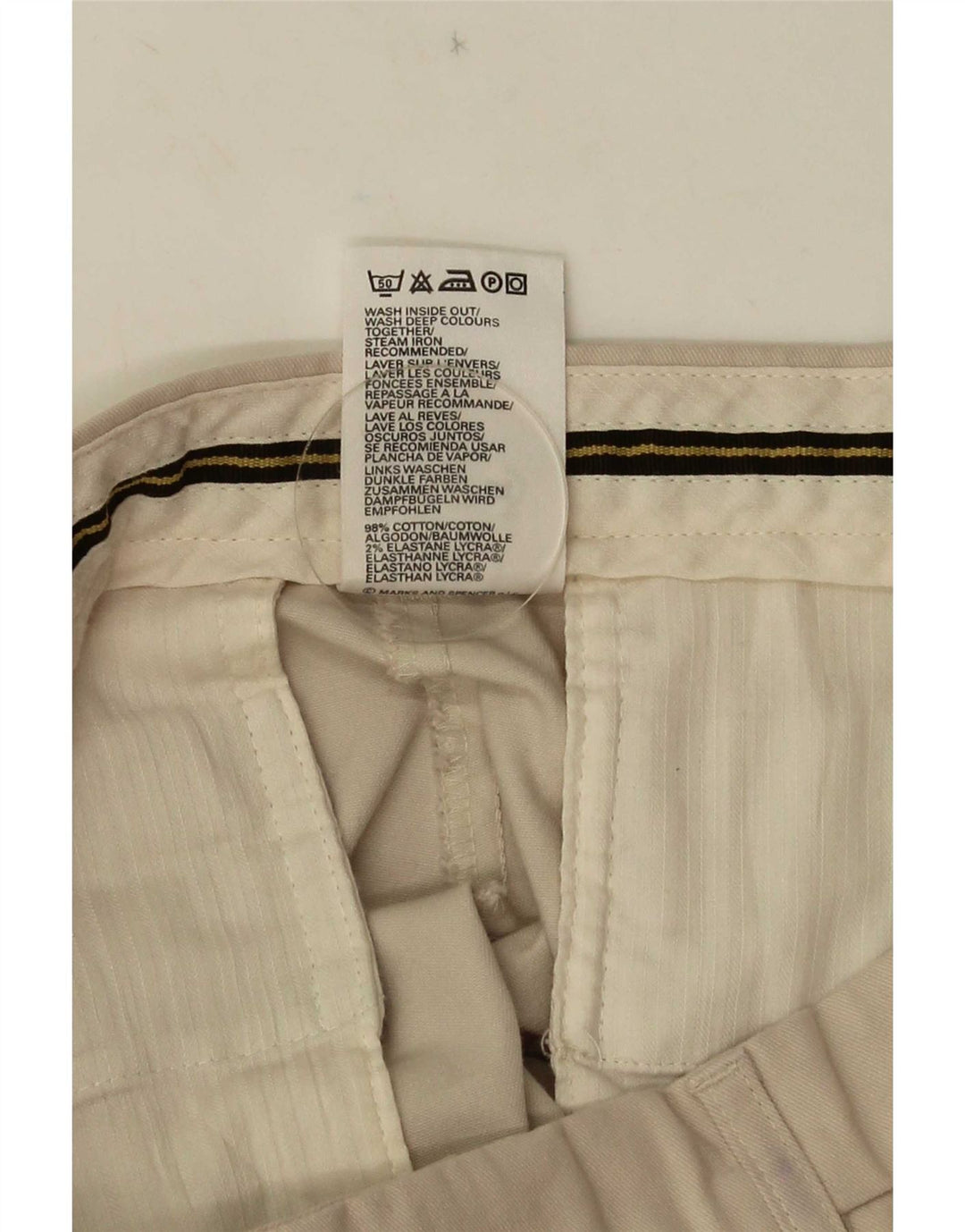 Pantaloni da abito con pegging da uomo Marks & Spencer W34 L31 in cotone beige