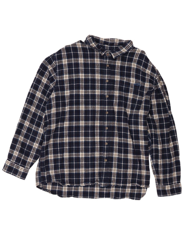 Camicia in flanella da uomo Weird Fish 4XL Cotone a quadri blu navy