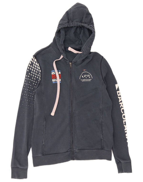 Felpa con cappuccio e zip grafica da uomo North Sails piccola in cotone maculato blu navy