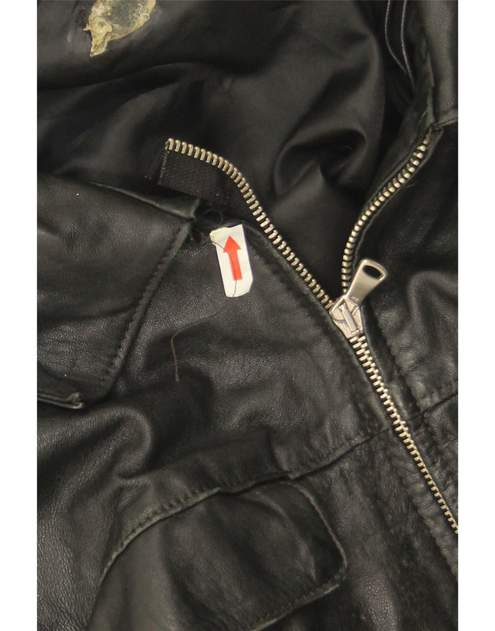 Giacca in pelle vintage da uomo UK 38 media nera