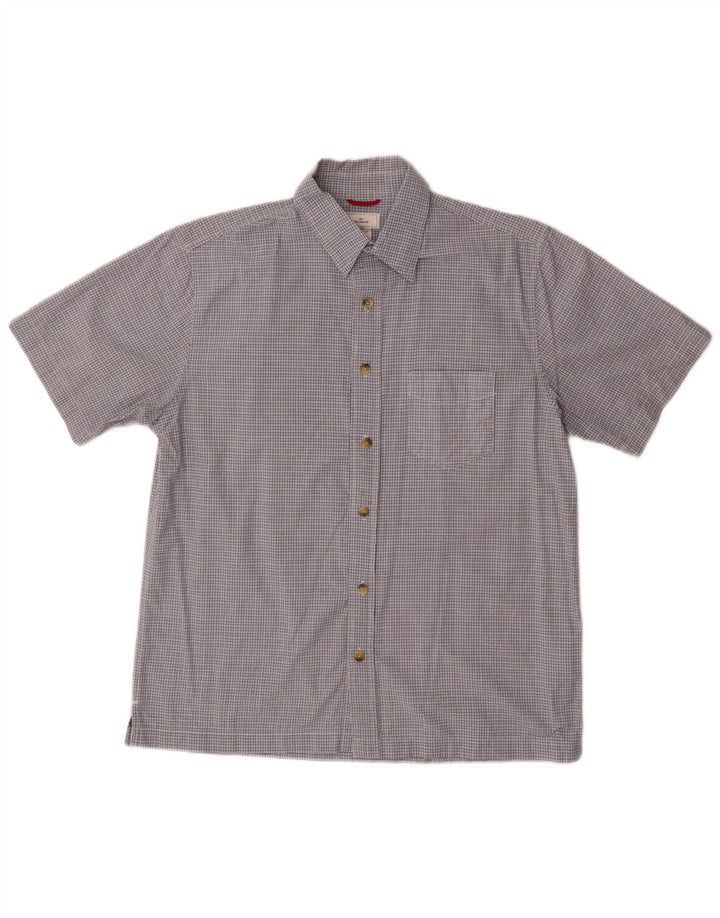 DOCKERS Camicia da uomo a maniche corte in cotone a quadri blu medio