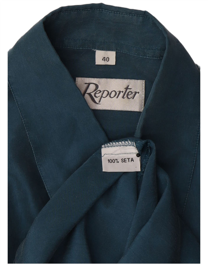 Camicia da uomo Reporter taglia 40 media in seta blu navy