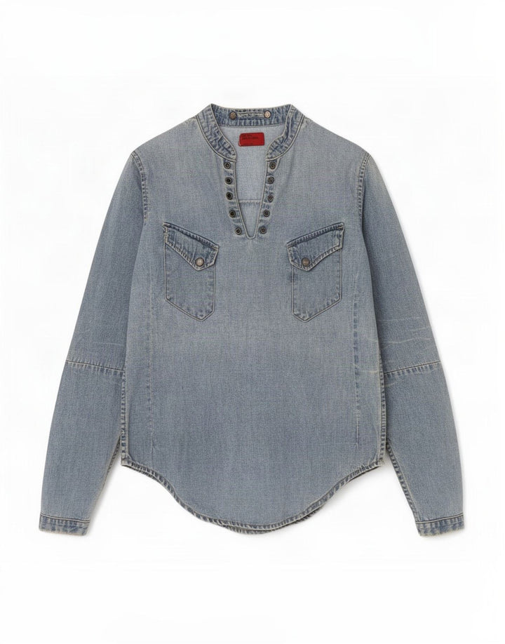 Camicia in denim pullover da donna Levi's UK 6 XS cotone blu