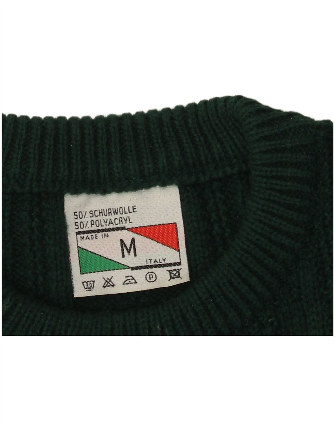 Maglione maglione girocollo da uomo vintage in poliacrilico color block verde medio
