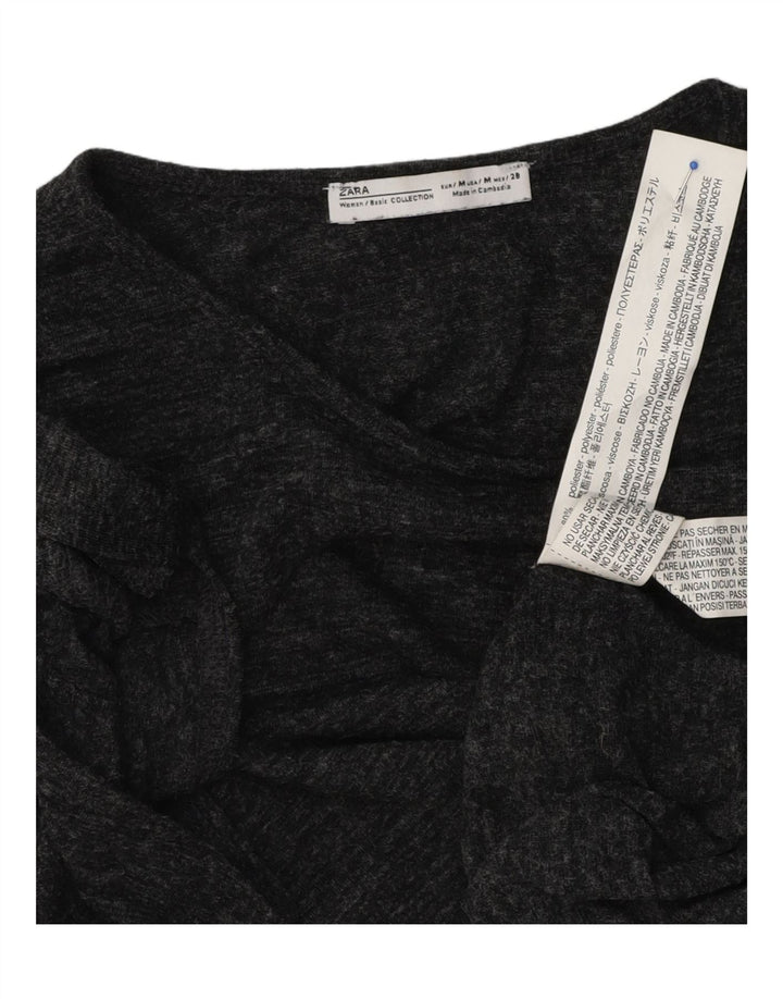 T-shirt da donna Zara Top UK 12 Poliestere screziato grigio medio