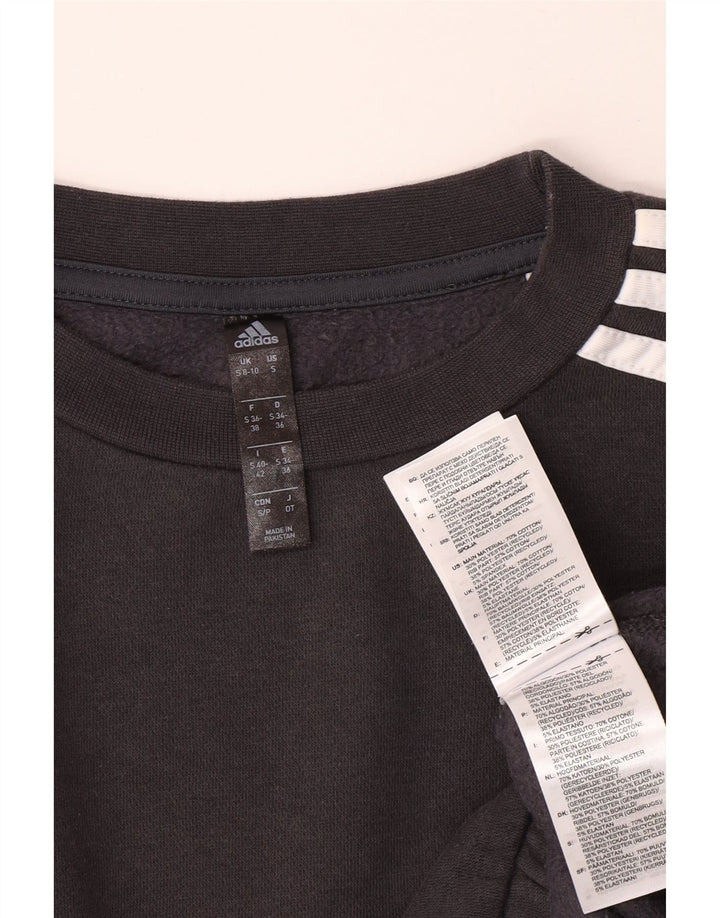 Felpa oversize corta ADIDAS da donna UK 8/10 piccolo cotone grigio