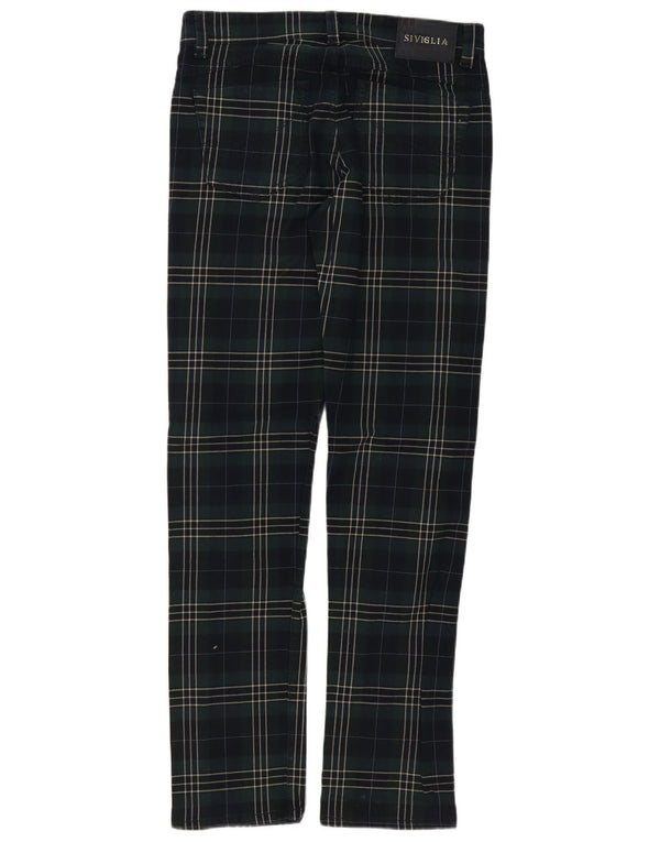 SIVIGLIA Pantaloni casual dritti da uomo W31 L34 Cotone a quadri verdi