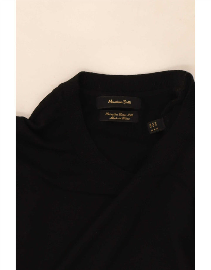 Maglione maglione girocollo da uomo a maniche corte Massimo Dutti nero medio