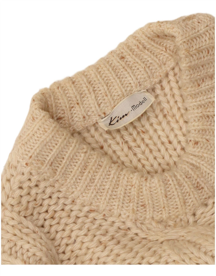 Maglione maglione girocollo da donna VINTAGE UK 16 grande bianco sporco