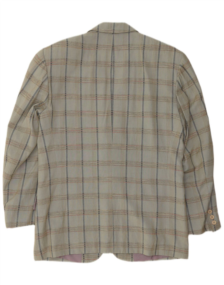 Giacca blazer da uomo a 2 bottoni VINTAGE IT 52 XL viscosa a quadri grigia