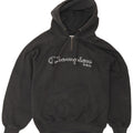 CHAMPION Maglione con cappuccio grafico da uomo con zip e collo in cotone nero medio