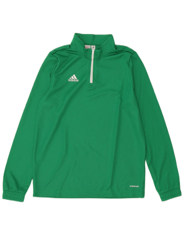 ADIDAS Boys Aeroready Zip Neck Pullover Tracksuit Top 13-14 Years Green