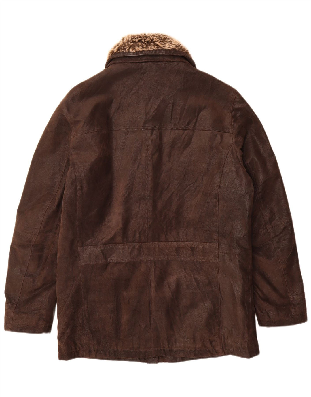 Cappotto in pelle vintage da uomo IT 48 in pelle marrone medio