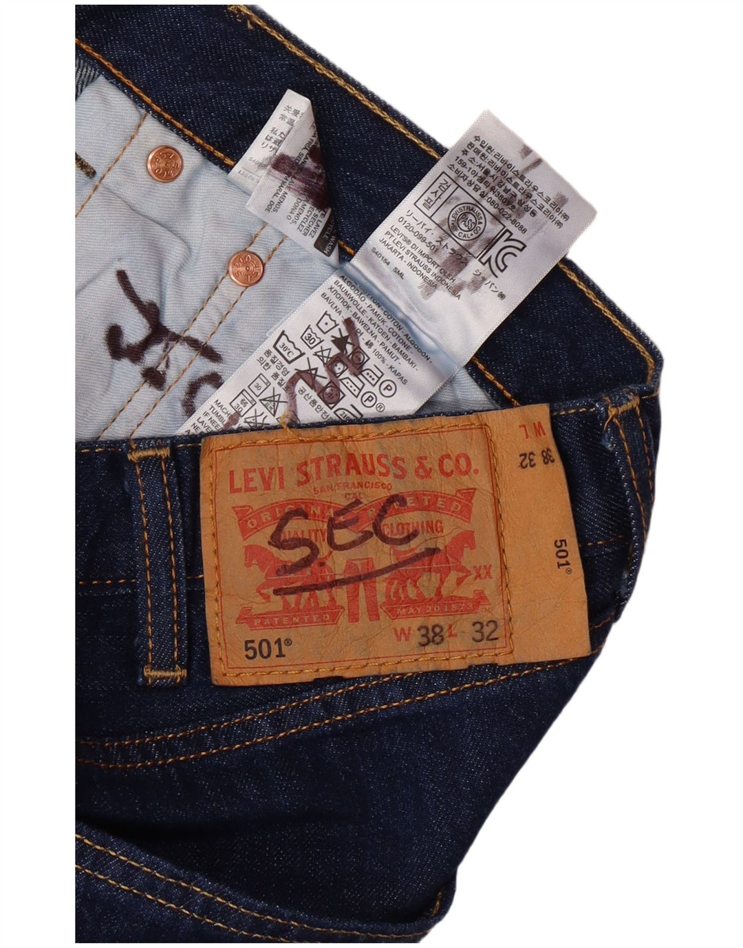 LEVI'S Jeans dritti da uomo 501 W38 L27 cotone blu