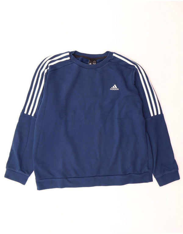 Felpa da uomo ADIDAS maglione grande in cotone blu navy