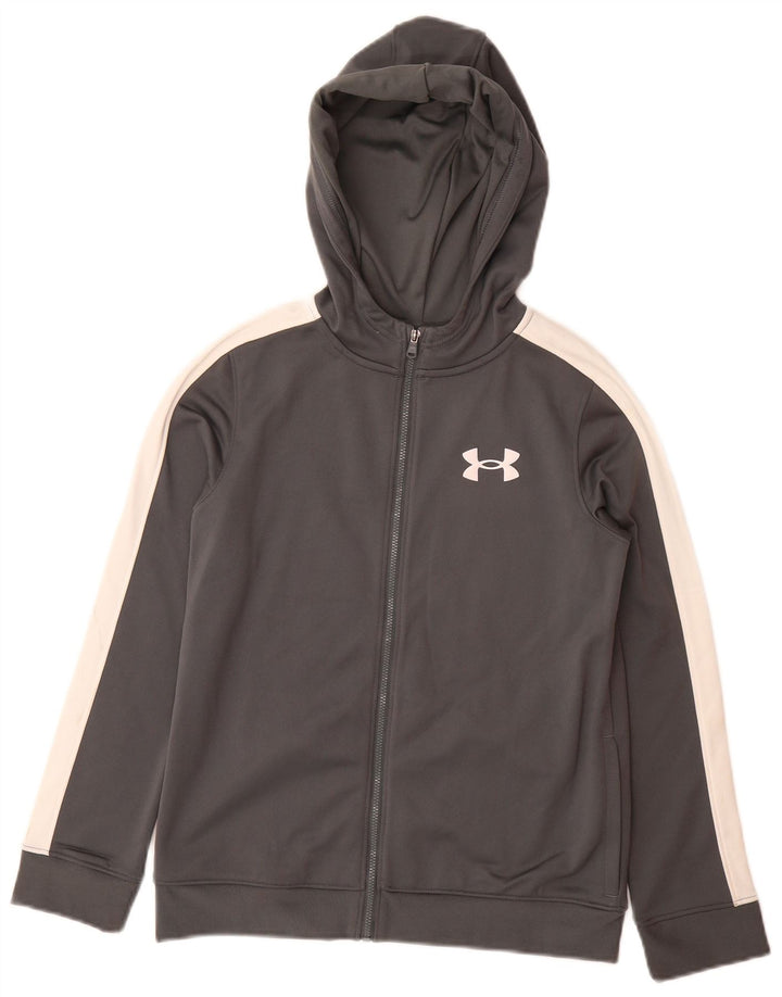 Felpa con cappuccio e zip per ragazzi UNDER ARMOUR 9-10 anni Blocco colore grigio medio