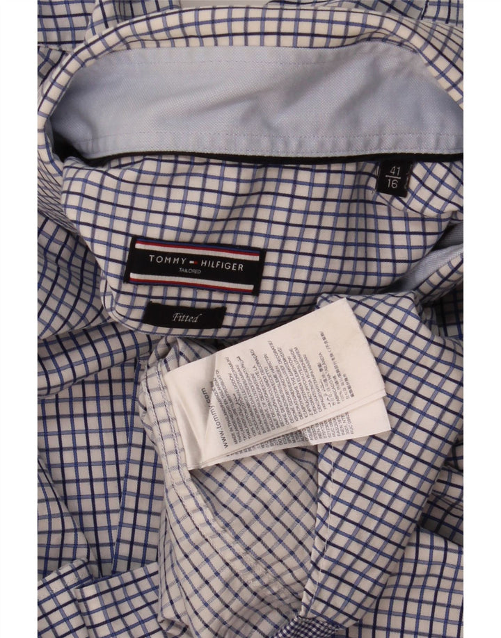 Camicia aderente da uomo Tommy Hilfiger taglia 41/16 grande motivo a quadri blu