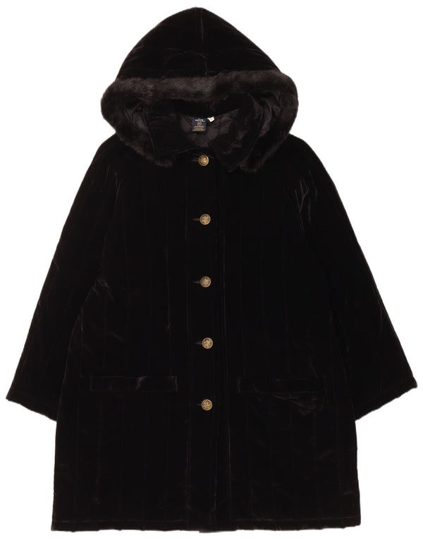 Cappotto imbottito in velluto con cappuccio da donna Club Voltaire UK 18 XL cotone nero