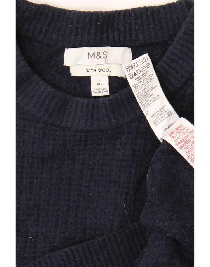 Maglione maglione girocollo da uomo Marks & Spencer grande acrilico blu navy