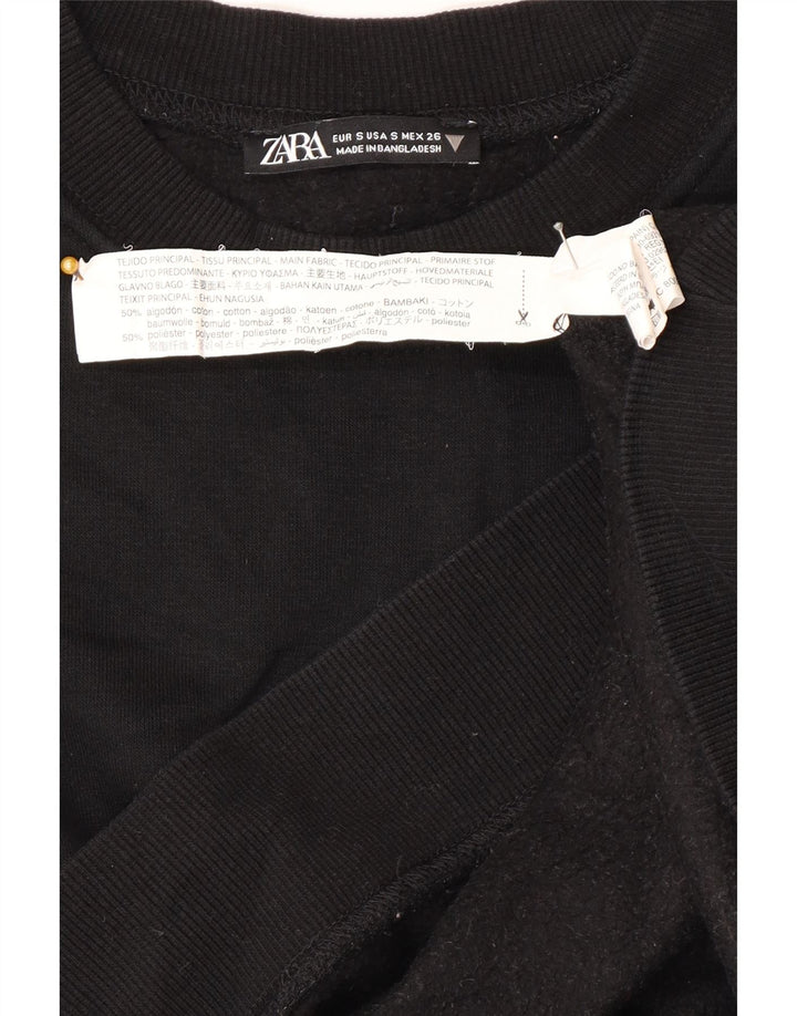 Felpa corta oversize da donna Zara, maglione UK 10, piccola, cotone nero