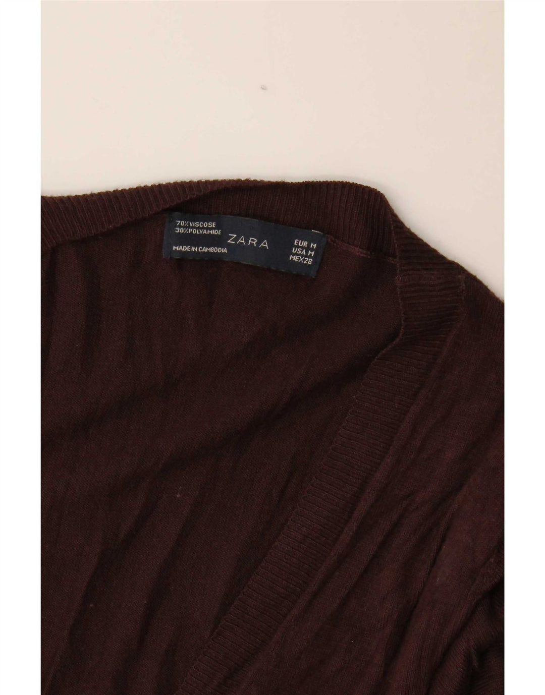 Maglione cardigan da donna Zara UK 12 Viscosa marrone medio