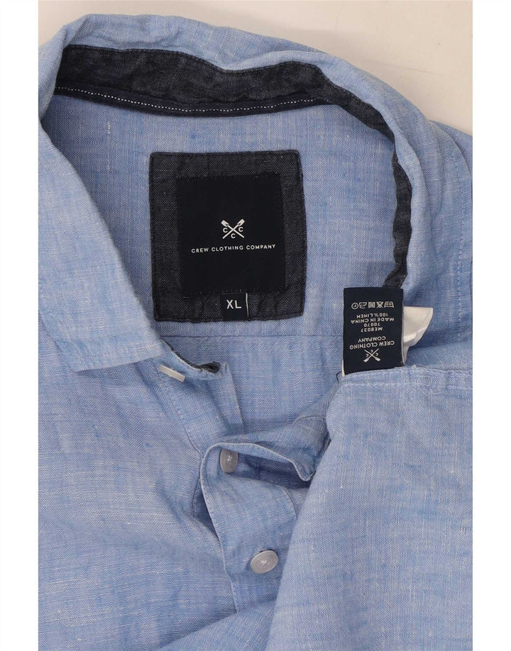 Crew Clothing Camicia pullover a maniche corte da uomo XL Lino blu