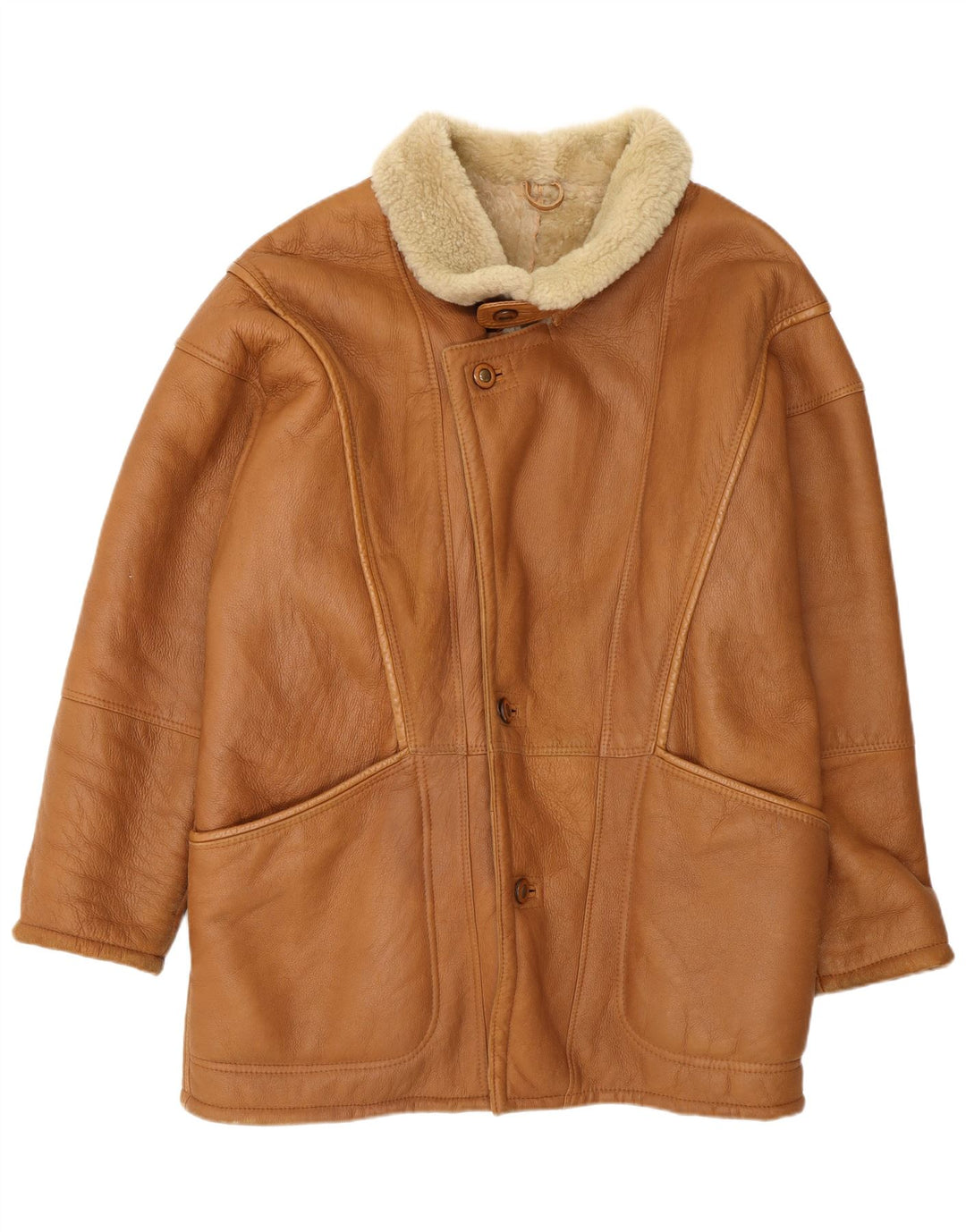 Giubbotto in shearling da uomo Vinci UK 40 grande in pelle marrone