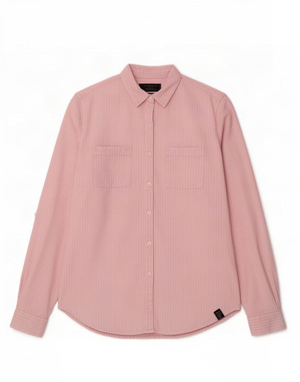 Camicia oversize da donna Superdry UK 10 Small Pink gessato