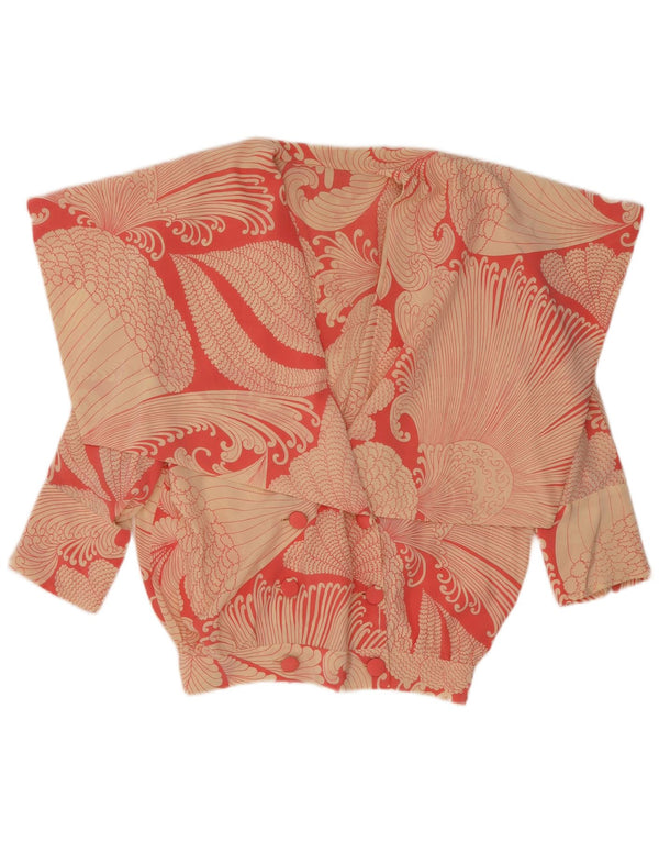 Camicetta vintage da donna con maniche a 3/4 UK 16 grande motivo cachemire rosso